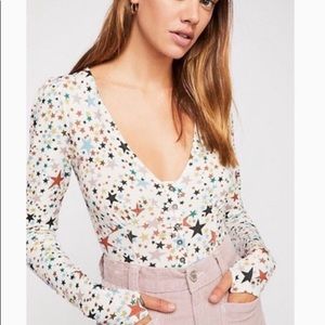Small Free People Star Print Bodysuit